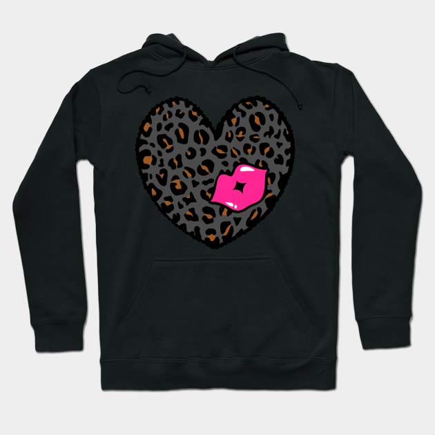 Leopard Heart Kiss, Cheetah Heart, Kiss Hoodie by Vittor Design